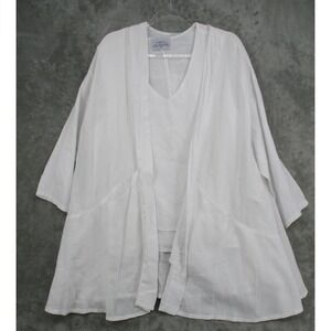 La Fixsun Blouse Womens Medium Linen Tunic Jacket Lagenlook Flowy Beach Resort